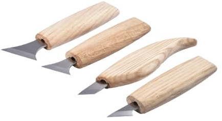 STOBAZA Juego de 7 Herramientas para Tallar Madera Mango de Madera y Acero Cromo Vanadio, Agarre Cómodo para Carpinteros y Principiantes en Taller de Talla