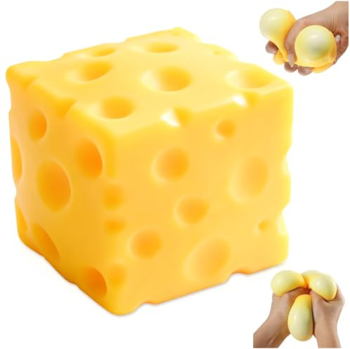 10 cm Käse Squzee aus TPR Sensorisches Squeeze Spielzeug Stressball(2) | Weiches TPR Squeeze Spielzeug in Realistischer Käseform für Sensorisches Spielen Fidget Spaß und Entspannte Pausen