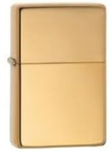 Zippo Sturmfeuerzeug - Modell Vintage - High Polish Brass Finish in Gold - Nachfüllbar - Wiederverwendbar - Windfestes Design - Geschenkbox - Made in USA