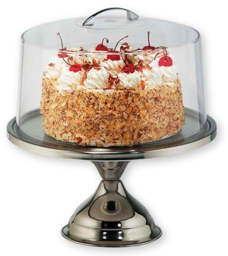 TableCraft Alzata e Coperchio in plastica con Manico in Metallo, Trasparente, 33 x 35 cm