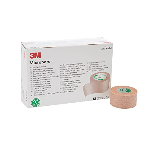 3M Micropore Tape 1533-1, 12 Rolls (Pack of 10) by 3M