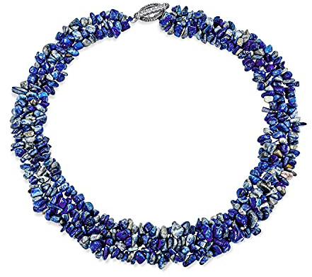 Bling Jewelry Big Chunky Lila Amethyst Rosa Quarz Schwarz Onyx Blau Lapis Grün Rosa Quarz Blau Rot Türkis Edelstein Chips Cluster Multi Strand Aussage Bib Halskette Für Frauen