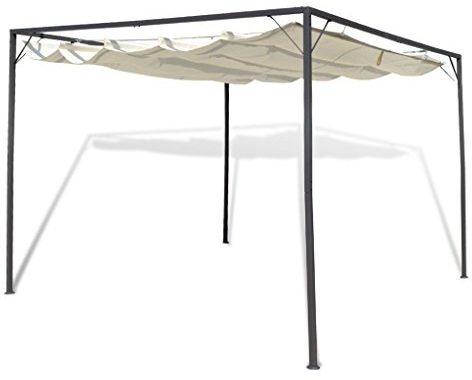 Anself Pavilon trädgårdspviljong odlingspviljong pergola av stål med infällbart tak 3 x 3 m