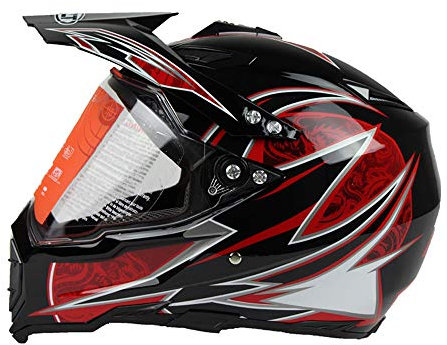 Woljay Woljay Casco da Motocross Moto Cross Integrali Discesa Enduro Quad Mountain MTB AVT MX per Downhill Offroad Adulti Nero + Rosso (S)