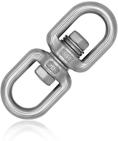 everlar Kugelgelagerter Edelstahl Drehwirbel 8mm I 250kg I Wetterbeständig | Bequemes, sicheres & ruhiges Drehen von Hängesessel, Boxsack, Schwenkgrill u.v.a. I Hochfest I Kugellager Drehgelenk