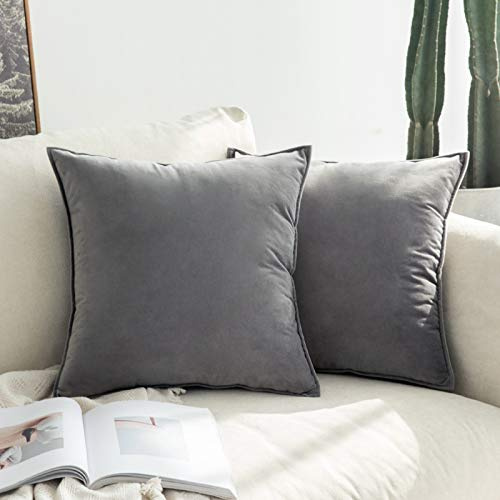 MIULEE 2-pack fyrkantiga kuddöverdrag i mjukt dekorativt sammet för vardagsrum, soffa, sovrum, med osynlig dragkedja | 2-pack dekorativa kuddfodral för soffa vardagsrum sovrum