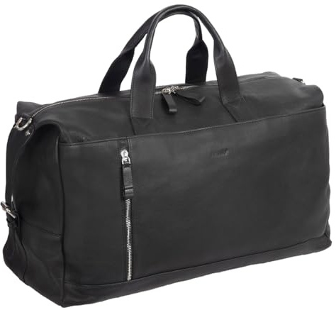 Alassio 47033 - Weekender Toro, Reisetasche für Damen und Herren aus Echtleder, Multifunktion Umhängetasche mit Schultertragegurt, Schultertasche in schwarz, Ledertasche ca. 28 x 50 x 21 cm