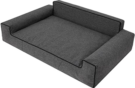 PillowPrim Hundebett, Möbel für Tiere, Katzenbett, Abnehmbar Bezug, Hundeliege, Schlafplätze, große Hunde, Hundesofa, Korb, Waschbar, Schwarz, XXL: 116x78 cm