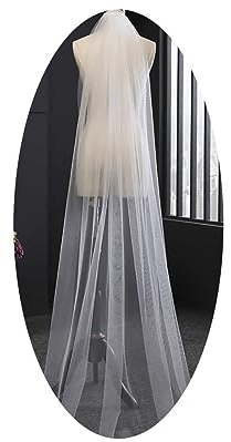 Wedity Brautschleier 1 Schicht Hochzeit Tüll Cut Edge Runder Schwanz Schleier mit Kamm für Frauen und Mädchen (Elfenbeinfarbe)