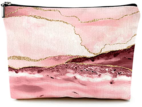 Kleine Make-up-Tasche für Geldbörse, niedliches Segeltuch, wasserdicht, Kosmetiktasche für Damen, Reißverschluss, Size: 10Wx7H. Hold All Your Necessities, Marmor-Kosmetiktaschen