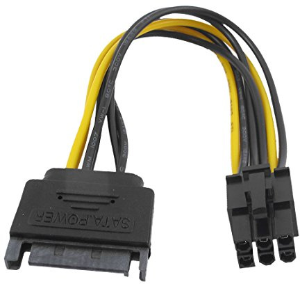 Ruilogod SATA 15 PIN Macho a PCI-E 6 PIN FEMENINO M/F CABLE DE ALIMENTACIÓN DE LA TARJETA DE VIDEO