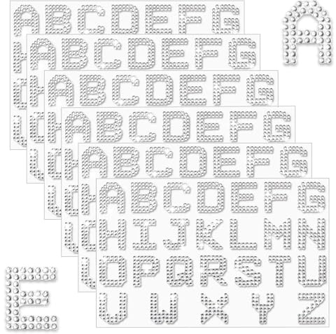 156 Pieces Rhinestone Letters Stickers | Large Glitter Bling Alphabet Letter Stickers | 26 Letters Self Adhesive Sticker for DIY Art Craft Graduation Cap Decor(Silver)