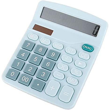 CANLENPK Tischrechner 12-stellig, Solar und Batterie Dual Power, großes LCD-Display und empfindliche Taste, Standardfunktion für Büro, Zuhause, Schule (Blau)