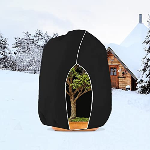 WEALSFUN Winterschutz für Pflanzen,Winterschutz Kübelpflanzensack Schutzhülle für Pflanzen als Baum Palmen Balkonpflanzen haube Zelt Atmungsaktiv - Reißfest,Schwarz 250x360cm