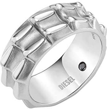 DIESEL Ring Für Männer Stahl, Breite: 10mm Silber Edelstahlring, DX1394040