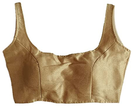TreegoArt Fashion Women's Shining Silk Sleeveless Readymade Blouse for Saree and Lehenga Choli Free Size -(Bollywood Chiku)