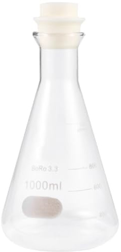 ULTECHNOVO Erlenmeyerkolben Mit Korken Glasflasche Für Studenten Glaskolben Für Das Labor Weithals Für Chemieunterricht Mit Skala Zum Messen Für Experimente