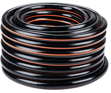 BLACK+DECKER Tubo da giardino, 15 metri, diametro 19 mm, resistente PVC, irrigazione da giardino, lavaggio auto, riempimento piscina, adatto per ogni rubinetto standard, colore nero/arancione