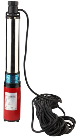 Tiefbrunnenpumpe, 48/60 V DC 380 W Solar-Tauchwasserpumpen, Solar-Bohrbrunnenpumpen mit 20 M Kabel, Durchfluss 5 M3/h für Fischteiche