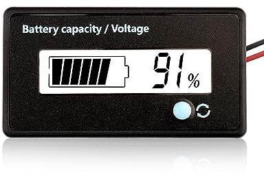 VOKTTA Batteriekapazität Spannung Meter mit Alarm DC 12V 24V 36V 48V 72V Batteriewächter Blei-Säure und Lithium Ion Batterietester (Weiß)