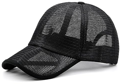 Basecap Herren Übergroßer Vollnetz-Sonnenhut Für Herren, Sommer, Cooles Reiten, Sportkappe, Damenhüte, Herren, Übergröße, Baseballkappen, 55–60 cm, 60–66 cm, Schwarz, 60–65 cm