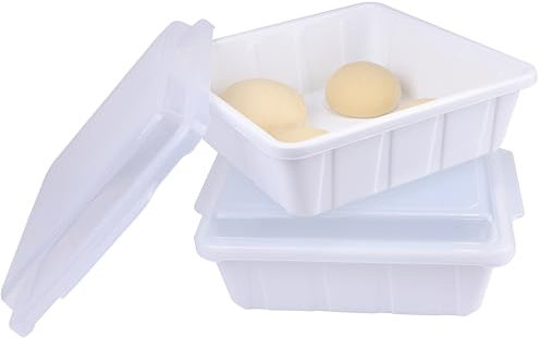 LUVCOSY 2 Boîtes de Fermentation pour Pizza et Pain, Bac à Pâton Boîte Alimentaire Plastique, Caisse de Levée pour Fermenter Pâte Pizza et Pain Conservation, 30 x 30 x 9 cm Empilable, Pizza Accessoire