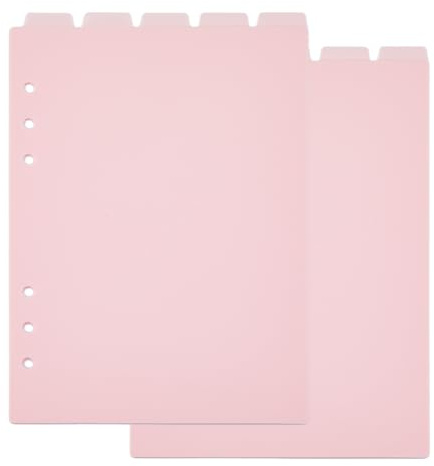 SUPERFINDINGS 10 foglio A5 6 fori Pagina Indice Ad Anelli Plastica Satinata Discbound Notebook Fogli Divisori per Indice Rosa Divisori Superiori Vuoti 21.9x14.8cm/8.62x5.83inch