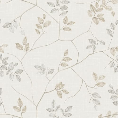 Beige Leaf Nature Wallpaper Peel and Stick Floral Wallpaper Boho Wall Paper for Bedroom Peel and Stick Countertops Waterproof Contact Paper for Cabinets Living Room Walls Shelf Liner Furniture