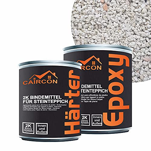 Steinteppich Set Epoxidharz Bindemittel Marmorkies 25Kg Bianco Verona 1-4mm