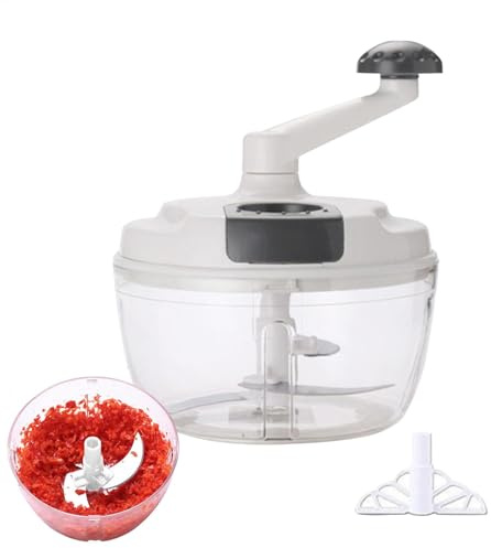 Procesador de alimentos manual, Picadora picadora manual,Picadora de alimentos multifuncional Cortador manual de verduras | Picadora de manivela manual con mango plegable con manivela, para verduras,