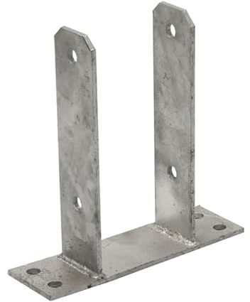 Suinga Support en U | Support poteau en bois en U | 16 x 20 x 7,1 cm | Zinc galvanisé | Base poteau en bois pour ancrage mural, pergoles en bois, poteaux pour clôtures...