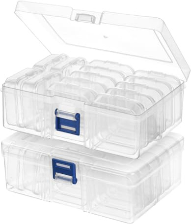 AUAUY 2PZ Organizzatori di Piccole Perline, 30 Mini Contenitori in Plastica con Coperchio, Compartment Crafts Storage Box, Scatola di Stoccaggio Degli Accessori per la Pittura a Diamante