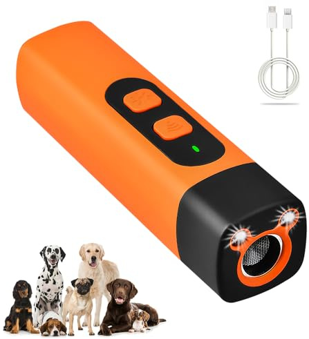 Bark Shield - Dispositivo antirladridos para perros, dispositivos disuasorios de ladridos de perros de 25 pies con linterna LED, dispositivo USB 2 en 1, dispositivo ultrasónico de ladridos de perros