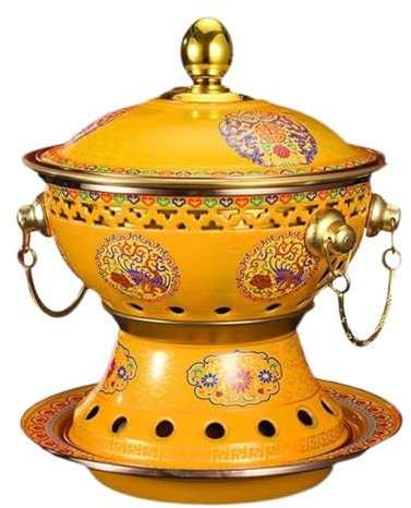 OWOHYG Pentola a Carbone per Cucinare, per Una Sola Persona, in Rame, Commerciale, per Uso Domestico, con Manico, per Cucinare, Utensili da Cucina (Blu 20,5 * 25 cm)