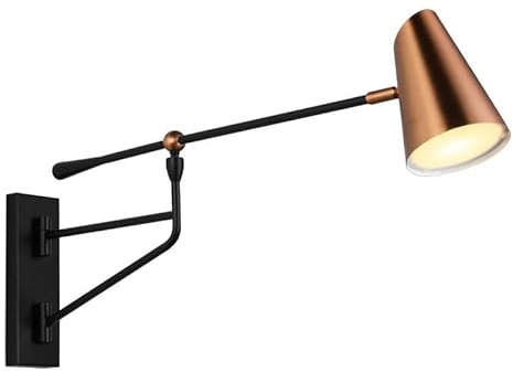 AoLa LED Schwenkarm Wandleuchte Retro Verstellbare Wandlamp Innen Drehbar Metall Langem Arm Nachttischlampe Schwarz Industrial Design Kreative Leselampe für Schlafzimmer Wohnzimme Büro Hotel