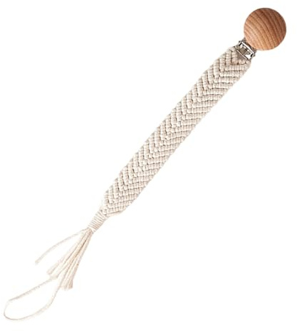 Clip per lecca-lecca per ragazza,portaciuccio,Clip per ciuccio in corda di cotone Boho | Portaciuccio in cotone flessibile, pinze in legno intrecciate in corda di Boho, per bottiglia di latte