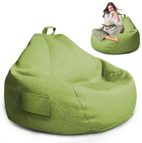 MeYuxg Puf XL, para adultos, solo funda (sin relleno), 100 x 120 cm, funda para sacos de frijoles con cremallera, para decoración al aire libre (verde matcha)