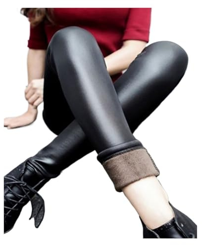 Felpato Leggins Donne Leggings in Pelle Spessa Calda Invernale da Donna Pantaloni Legging Pantaloni a Matita Skinny Slim Punk Rock for Donna(Black1,XL)