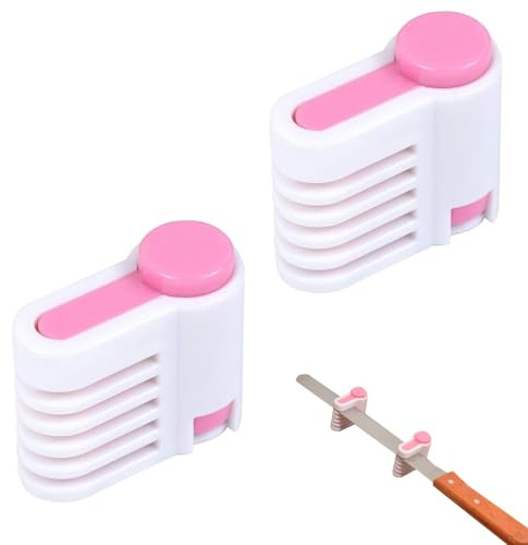 Quesuc 2Pcs 5 Schichten Tortenboden Schneidhilfe Kunststoff，Kuchenschneider Torten Diy Kuchen Cutter Leveler Fixator Werkzeuge,Brotschneider Leveler Slicer Schneiden Fixateur Küchenfixierer(Rosa)