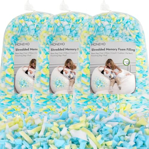 HONEHO 15lbs Shredded Memory Foam Bean Bag Filler, Soft and Convenient Bean Bag Filling Pillow Stuffing for Beanbag, Couch, Cushion, Stuffed Animals, Dog Bed, Arts Crafts