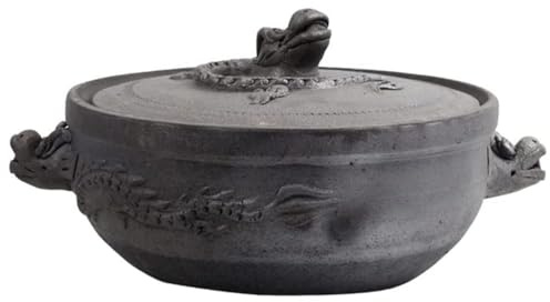 Pentola di casseruola di argilla aperta di terracotta a terracola di terracotta per casseruola di argilla vecchio stile per zuppa di sabbia non smaltata di sabbia a goccia, 001,24 * 10 cm (1 30 *