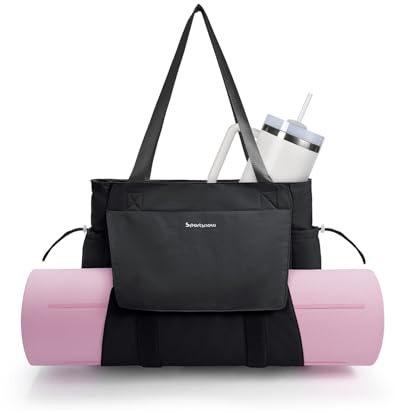 sportsnew Yoga Mat Bag Large Gym Bag with Mat Holder, Lightweight Tote Bag for Women Water-Resistant Yoga Bag for Gym, Walking, Work, Travel