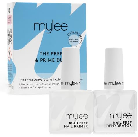 Mylee Nail Prep & Prime Duo – Entfeuchter & säurefreier Primer für Gelnägel – Fördert die Haftung, verhindert Ablösen & Splittern – Salonreife Vorbereitung für eine lanhaltende, splitterfreie Maniküre