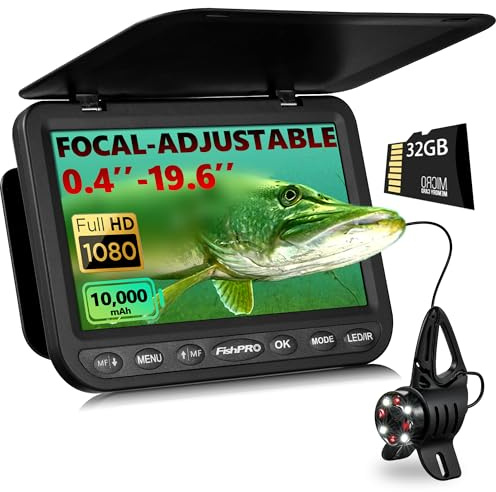 [FishPRO® 2026 Upgrade] NO.1 HD 1080P Underwater Fishing Camera 7'' IPS- w/10,000mAh (Ease to Use) Ice Fishing Camera Underwater, Fish Finder Camera for Ice Lake Boat Fishing w/USB-C, LED+IR, 83FT