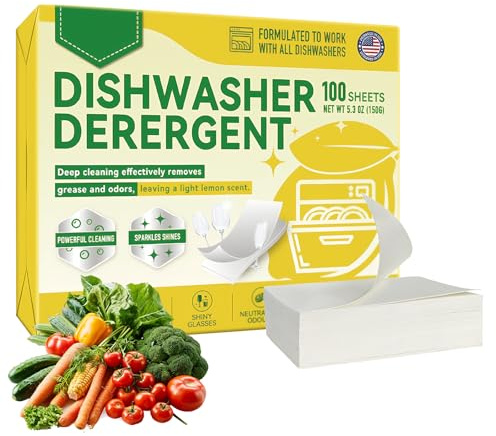 100 Stück Spülmaschinen Blätter Dishwasher Sheets Starke Reinigung Umweltfreundlich Und Abbaubar Obst- Und Gemüsereinigung Zitronengeschmack