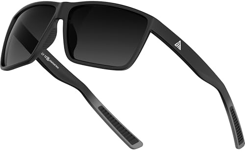 SIPLION Sonnenbrille Herren Polarisiert UV400 TR90 23g Leicht zum Fahren | Klassisches Rechteckiges Vollranddesign mit TAC-Gläsern für Reisen und Wandern sowie Tägliches Tragen