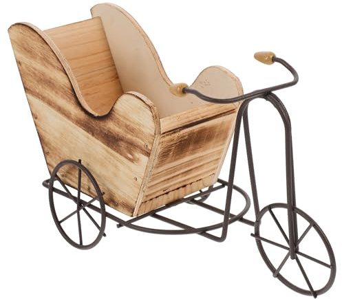 MAGICLULU Présentoir à Plantes Tricycle en Bois et Fer Style Rustique Vintage pour Pot de Fleurs et Décoration de Jardin sur Terrasse Couverte