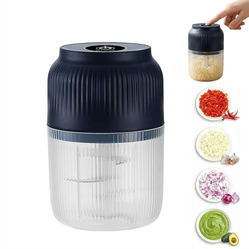 Mini picadora de ajo eléctrica de 300 ml, picadora de ajo pequeña actualización 2026, mini procesador de alimentos, cortador de verduras portátil, molinillo de verduras inalámbrico recargable por USB