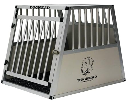 DOGHEAD Hundetransportbox Comfort, Single 65x80x63 cm, Grau/Silber, Aluminium, Beidseitig Abgeschrägt 75°