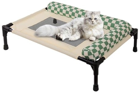 HohuzSruk Cama Elevada para Perros - Suministros Refrescantes Y Transpirables Para Mascotas - Cama para Perros de Exterior Antideslizante | Para Cachorros, Gatos, Patio, Césped, Playa, Camping, Hogar,